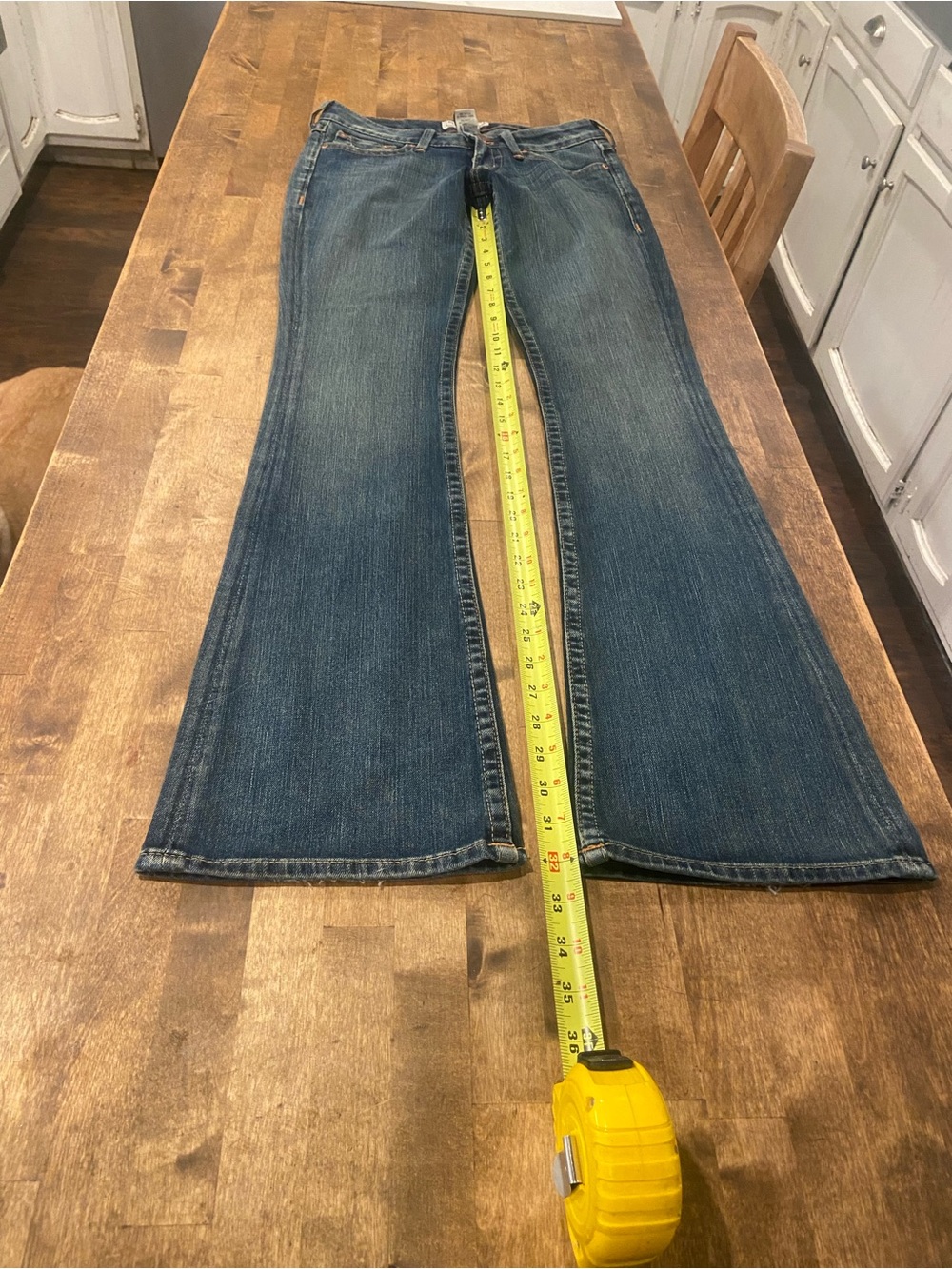 PRVCY Women's Flared Wide-Leg Jeans in Dark Blue Wash